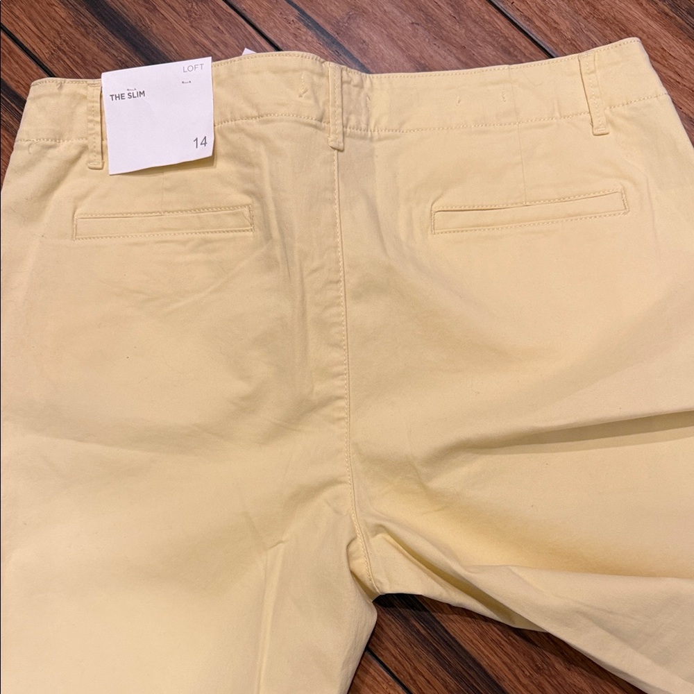 LOFT Sz 14 Pale Yellow Straight Leg Crop Pants - Picture 6 of 6